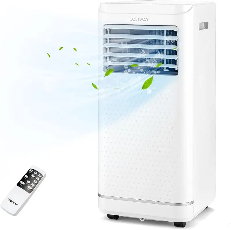 COSTWAY Portable Air Conditioner, 8000 BTU AC Unit, Fan & Dehumidifier with 24H Timer, Sleep Mode, Child Lock, LED Display, Remote Control & Installation Kit for Rooms up to 250 Sq.Ft (8000 BTU) ***no remote***