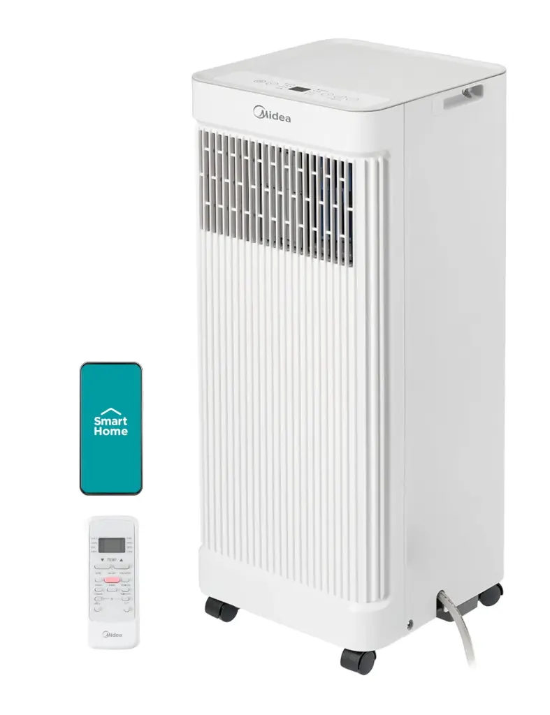 Midea 8,500 BTU ASHRAE (5,000 BTU SACC) Portable Air Conditioner Smart Control, Cools up to 150 Sq. Ft., with Dehumidifier & Fan mode, Easy- to-use Remote Control & Window Installation Kit Included