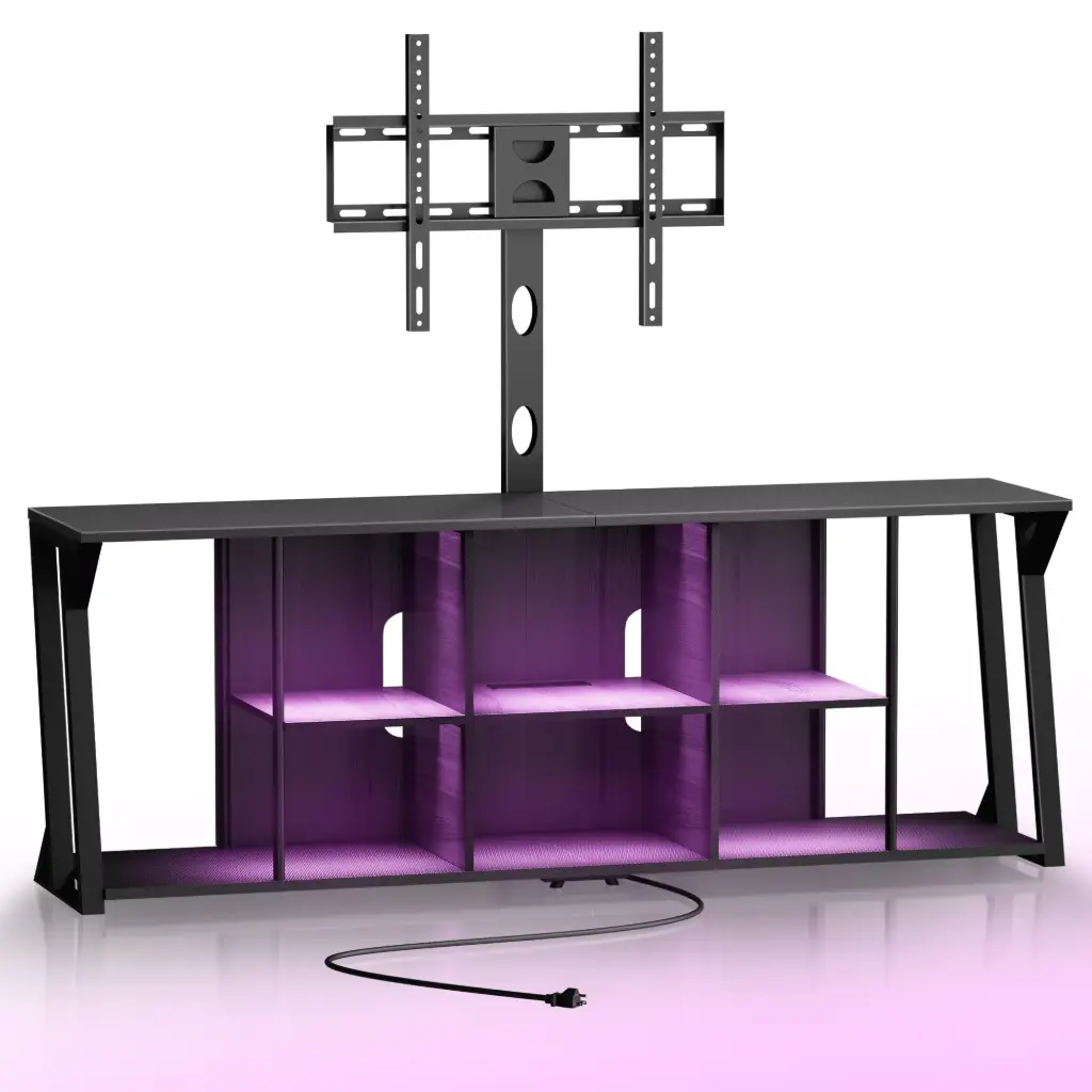 TV Stand with Mount,Length 71 inch LED TV Stand for 32~85 inch TVs,Swivel TV Stand Mount with LED Lights and 4AC Power Outlet,Corner TV Stand with Height Adjustable Mount, Entertainment Center
