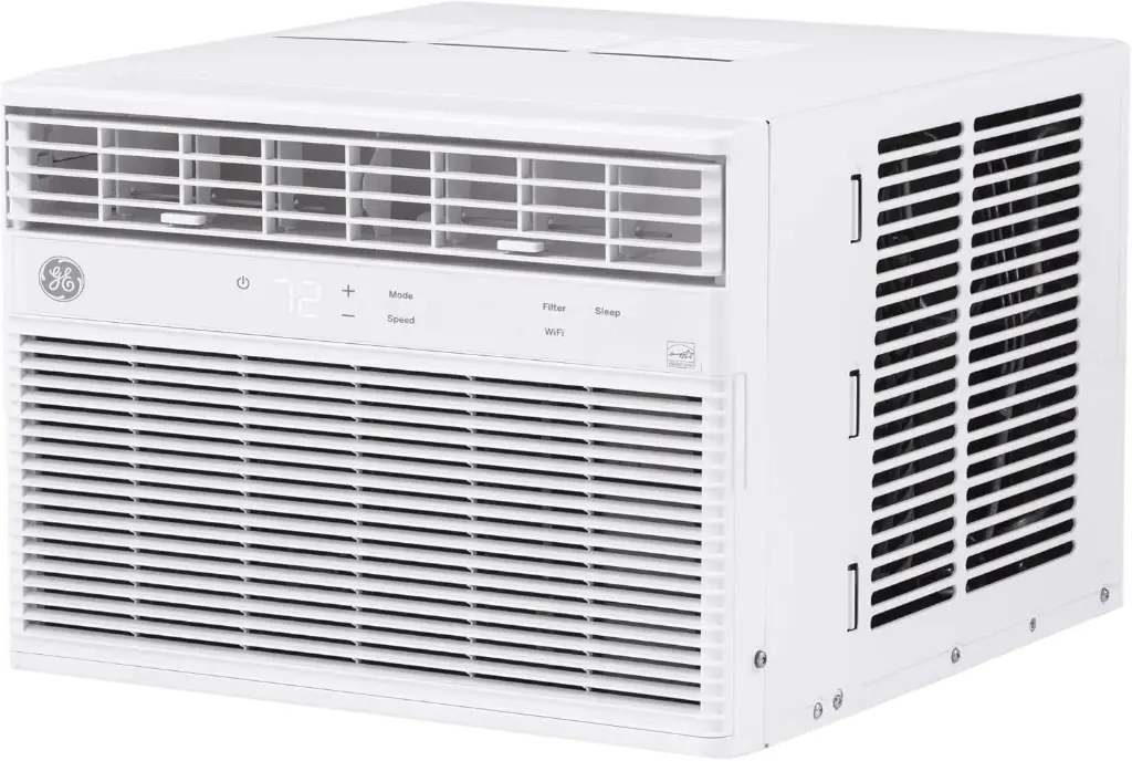 GE Window Air Conditioner 8000 BTU, Wi-Fi Enabled, Energy-Efficient Cooling for Medium Rooms, 8K BTU Window AC Unit with Easy Install Kit, Control Using Remote or Smartphone App 8000 BTU White