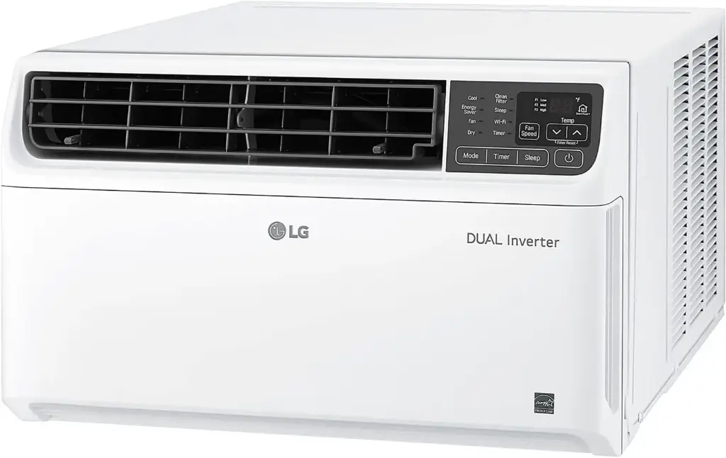LG LW2422IVSM 23,500 Dual Inverter Smart Window, 230V, Air Conditioner Cools Rooms up to 1,440 Sq. Ft, Ultra Quiet Operation, ThinQ, Amazon Alexa & Hey Google, 24000 BTU, Bright White 24000 BTU Wifi 230V Bright White