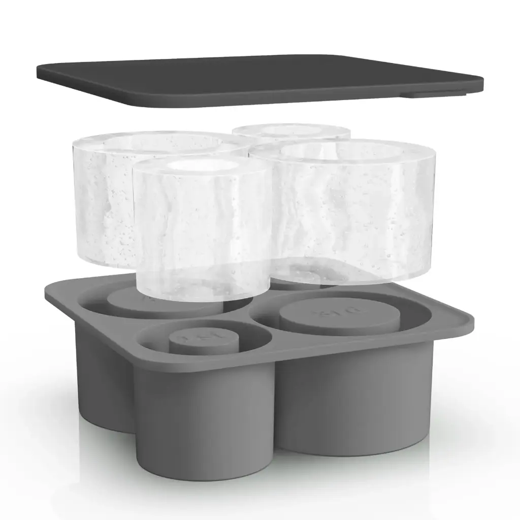 Ice Mold for Stanley Cup 40 oz 30 oz Tumbler, Silicone Ice Cube Tray with Lid for Freezer, Ice Drink, Juice, Whiskey, Cocktail, 4 Pcs Cylinder Ice Ring for Stanley Cup Accessories