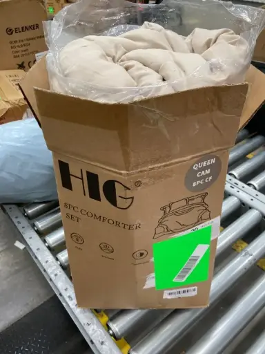 Hig 8pc queen comforter set beige