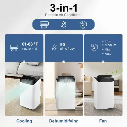 Agtana 10000 BTU (14000 BTU ASHRAE) Portable Air Conditioner Cools Room up to 700 sq.ft, 3-in-1 Portable AC Unit with Dehumidifier & Fan, Including Remote Control, DIY Window Kit