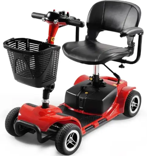 4 Wheels Mobility Scooter - Portable Folding Power Electric Mobility Scooters, Suitable for Adults and Seniors, Compact Duty for Travel with Long Range Extended Battery, Headlight?red?
