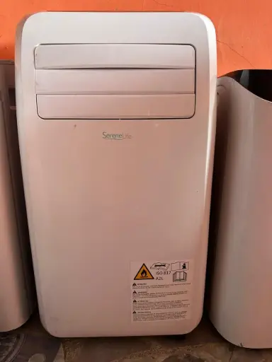 serenelife 10,000 btu portable air conditioner, 3in1 floor ac unit with builtin dehumidifier, fan modes, remote control, complete window mount exhaust kit for rooms up to 450 sq. ft, black