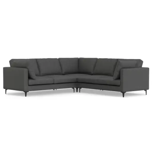 SIMPLIHOME Ava Corner Sectional Sofa in 100% Recycled Polyester Tightly Woven Performance Fabric, Pebble Grey, 102-inches Wide, Handcrafted Mid-Century Modern Style L-Shaped Couch for Living Room