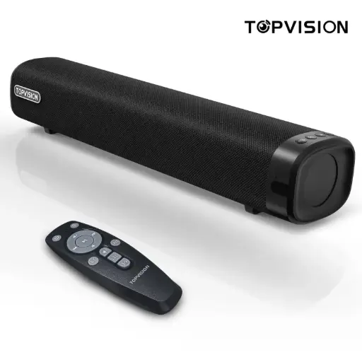 VEAT00L S10 TV Soundbar, 50Watts-16 Inches Small Bluetooth Sound Bar with Built-in Subwoofer,3D Surround Sound System TV Sound Bar, OPT/HDMI/AUX/USB Connection, 3EQS, Wall Mountable