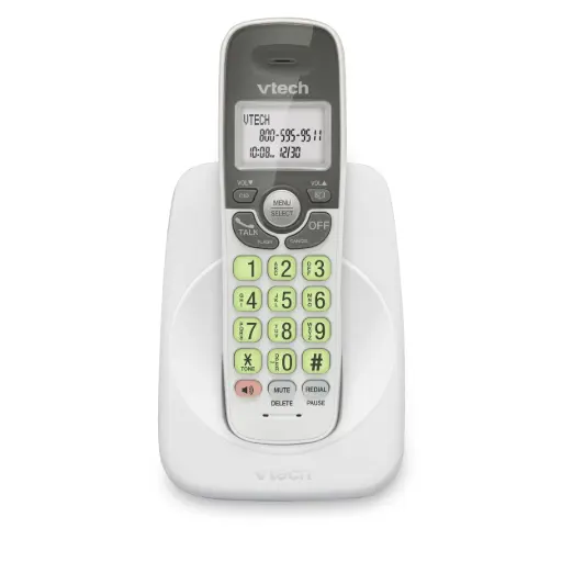[New] VTech VG131 DECT 6.0 Cordless Phone - Bluetooth Connection, Blue-White Display, Big Buttons, Full Duplex Speakerphone, Caller ID,Easy Wall Mount, 1000ft Range (White/Grey)