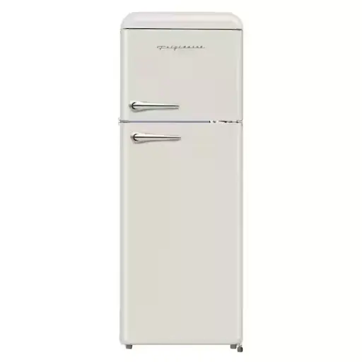 7.5 cu. ft. Mini Fridge in Cream with Rounded Corners and Top Freezer