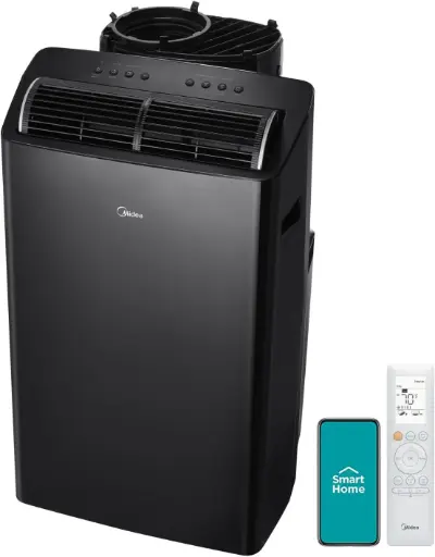 Midea Duo 12,000 BTU (10,000 BTU SACC) High Efficiency Inverter, Ultra Quiet Portable Air Conditioner, Cools up to 450 Sq. Ft., Works with Alexa/Google Assistant, Includes Remote Black 12,000 BTU