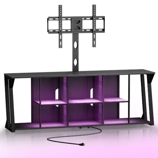 TV Stand with Mount,Length 71 inch LED TV Stand for 32~85 inch TVs,Swivel TV Stand Mount with LED Lights and 4AC Power Outlet,Corner TV Stand with Height Adjustable Mount, Entertainment Center