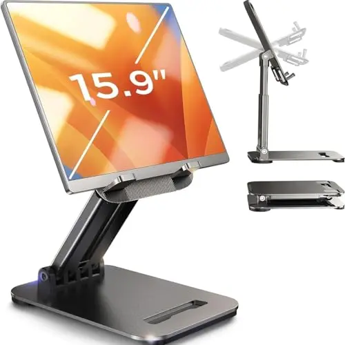 LISEN Tablet Stand for iPad Stand Holder Desk, Foldable iPad Pro Holder Portable Monitor Stand, Computer Office Desk Accessories for iPad Kindle Stand 2024 iPhone iPad 4-15.9" 