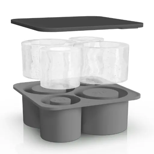 Ice Mold for Stanley Cup 40 oz 30 oz Tumbler, Silicone Ice Cube Tray with Lid for Freezer, Ice Drink, Juice, Whiskey, Cocktail, 4 Pcs Cylinder Ice Ring for Stanley Cup Accessories