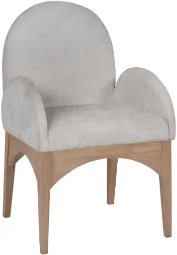 [Furniture] Meridian Furniture 377Grey-AC Waldorf Collection Art Deco Dining Arm Chair with Soft Light Grey Chenille Fabric, Solid Ash Wood, Natural Finish, 23" W x 23" D x 35.5" H, Grey
